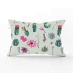 - Rh-Dik-8852-Gorsel1 - Realhomes Renkli Zemin Üzerinde Kaktüs Desenli Dijital Baskılı Modern Dikdörtgen Yastık Kırlent Kılıfı Realhomes
