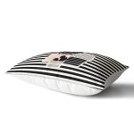 Renkli Zemin Üzerinde Siyah Çizgili Kaktüs Desenli Modern Dikdörtgen Yastık Kırlent Kılıfı Realhomes