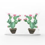 - Rh-Dik-8863-Gorsel1 - Realhomes Beyaz Zemin Üzerinde Kaktüs Desenli Dijital Baskılı Modern Dikdörtgen Yastık Kırlent Kılıfı Realhomes