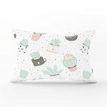 Beyaz Zemin Üzerinde Kaktüs Desenli Dijital Baskılı Modern Dikdörtgen Yastık Kırlent Kılıfı Realhomes