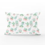 - Rh-Dik-8869-Gorsel1 - Realhomes Beyaz Zeminli Renkli Kaktüs Desenli Dijital Baskılı Modern Dikdörtgen Yastık Kırlent Kılıfı Realhomes
