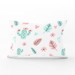 - Rh-Dik-8870-Gorsel1 - Realhomes Beyaz Zeminli Renkli Yaprak Desenli Dijital Baskılı Modern Dikdörtgen Yastık Kırlent Kılıfı Realhomes