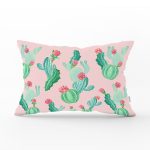 - Rh-Dik-8877-Gorsel1 - Realhomes Renkli Zemin Üzerinde Kaktüs Desenli Dijital Baskılı Modern Dikdörtgen Yastık Kırlent Kılıfı Realhomes