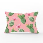 Renkli Zemin Üzerinde Kaktüs Desenli Dijital Baskılı Modern Dikdörtgen Yastık Kırlent Kılıfı Realhomes