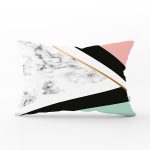Renkli Geometrik Desenli Mermer Motifli Dijital Baskılı Modern Dikdörtgen Kırlent Kılıfı Realhomes
