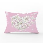 Rengarenk Zeminli Kalp Desenli Ortanca Çiçek Dikdörtgen Yastık Kırlent Kılıfı Realhomes