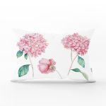 Beyaz Zeminli Rengarenk Ortanca Çiçek Motifli Dijital Baskılı Modern Dikdörtgen Kırlent Kılıfı Realhomes