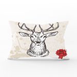 - Rh-Dik-93-Gorsel1 - Realhomes Geyik Desenli Dijital Baskılı Dekoratif Dikdörtgen Yastık Kırlent Kılıfı Realhomes