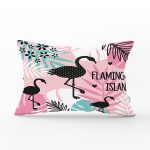 - Rh-Dik-942-Gorsel1 - Realhomes  Flamingo Desenli Dijital Baskılı Dikdörtgen Yastık Kırlent Kılıfı Realhomes