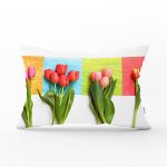 Lale Desenli Dijital Baskılı Dekoratif Dikdörtgen Yastık Kırlent Kılıfı Realhomes