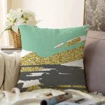 Gold Detaylı Modern Motifler Dijital Baskılı Modern Raşel Kadife Yastık Kırlent Kılıfı Realhomes