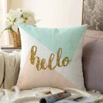 - Sonil-K-7005-Gorsel1 - Realhomes Gold Hello Yazılı Modern Motifler Dijital Baskılı Modern Raşel Kadife Yastık Kırlent Kılıfı Realhomes