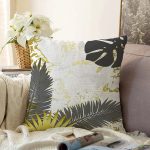 - Sonil-K-7012-Gorsel1 - Realhomes Mermer Zeminli Gold Ve Siyah Yapraklar Dijital Baskılı Modern Raşel Kadife Kırlent Kılıfı Realhomes