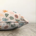 - Sonil-K-7020-Gorsel3 - Realhomes  Ekru Zeminli Yaprak Motifler Dijital Baskılı Modern Raşel Kadife Yastık Kırlent Kılıfı Realhomes