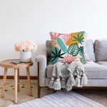 - Sonil-K-7024-Gorsel2 - Realhomes  Soyut Renkli Yaprak Motifli Dijital Baskılı Modern Raşel Kadife Yastık Kırlent Kılıfı Realhomes