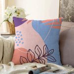 Soyut Rengarenk Zeminde Bohem Çiçek Motifli Dijital Baskılı Modern Raşel Kadife Yastık Kılıfı Realhomes