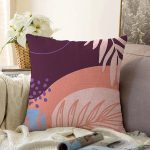 Soyut Rengarenk Zeminde Bohem Çiçek Motifli Dijital Baskılı Modern Raşel Kadife Yastık Kılıfı Realhomes