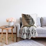 - Sonil-K-7029-Gorsel2 - Realhomes  Beyaz Zemin Minimal Yaprak Desenli Dijital Baskılı Modern Raşel Kadife Yastık Kırlent Kılıfı Realhomes