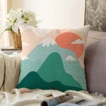- Sonil-K-7031-Gorsel1 - Realhomes  Renkli Dağ Motifli Dijital Baskılı Modern Raşel Kadife Yastık Kırlent Kılıfı Realhomes