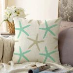 Vizon Zeminde Deniz Yıldızı Motifli Dijital Baskılı Modern Raşel Kadife Yastık Kırlent Kılıfı Realhomes