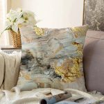 - Sonil-K-7052-Gorsel1 - Realhomes  Gold Detaylı Soyut Çizimli Dijital Baskılı Modern Raşel Kadife Yastık Kırlent Kılıfı Realhomes