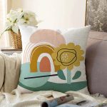 Sanatsal Motifli Çiçek Detaylı Dijital Baskılı Modern Raşel Kadife Yastık Kırlent Kılıfı Realhomes