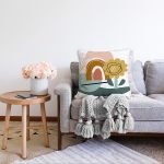 Sanatsal Motifli Çiçek Detaylı Dijital Baskılı Modern Raşel Kadife Yastık Kırlent Kılıfı Realhomes