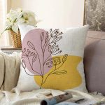 - Sonil-K-7067-Gorsel1 - Realhomes Sarı Pubra Renkli İnce Dal Motifli Dijital Baskılı Modern Raşel Kadife Yastık Kırlent Kılıfı Realhomes