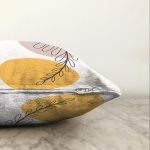 Minimal Desenli Çiçek Motifli Dijital Baskılı Modern Raşel Kadife Yastık Kırlent Kılıfı Realhomes