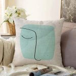 - Sonil-K-7077-Gorsel1 - Realhomes  Renkli Onedraw Çizimli Dijital Baskılı Modern Raşel Kadife Yastık Kırlent Kılıfı Realhomes