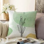 - Sonil-K-7079-Gorsel1 - Realhomes  Soft Renkli Onedraw Yaprak Temalı Dijital Baskılı Modern Raşel Kadife Yastık Kırlent Kılıfı Realhomes