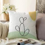 - Sonil-K-7080-Gorsel1 - Realhomes  Soft Renkli Onedraw Çizimli Dijital Baskılı Modern Raşel Kadife Yastık Kırlent Kılıfı Realhomes