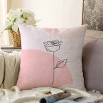 Pastel Renkli Onedraw Gül Resimli Dijital Baskılı Modern Raşel Kadife Yastık Kırlent Kılıfı Realhomes