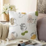 - Sonil-K-7087-Gorsel1 - Realhomes  Beyaz Zemınde Bayan Desenli Dijital Baskılı Modern Raşel Kadife Yastık Kırlent Kılıfı Realhomes