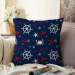 - Sonil-K-7101-Gorsel1 - Realhomes  Lacivert Zeminli Renkli Yunus Desenli Dijital Baskılı Modern Raşel Kadife Yastık Kırlent Kılıfı Realhomes