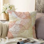 Beyaz Zemınli Soft Renkli Yapraklı Dijital Baskılı Modern Raşel Kadife Yastık Kırlent Kılıfı Realhomes