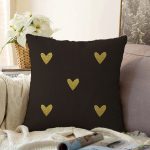 - Sonil-K-7116-Gorsel1 - Realhomes  Siyah Zeminde Gold Puantiyeli Dijital Baskılı Modern Raşel Kadife Yastık Kırlent Kılıfı Realhomes