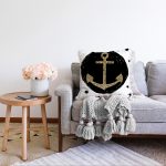 - Sonil-K-7133-Gorsel2 - Realhomes  Siyah Zeminli Gold Çapa Desenli Dijital Baskılı Modern Raşel Kadife Yastık Kırlent Kılıfı Realhomes