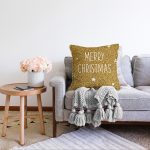 - Sonil-K-7143-Gorsel2 - Realhomes  Gold Zeminde Merry Christmas Yazılı Dijital Baskılı Modern Raşel Kadife Yastık Kırlent Kılıfı Realhomes