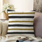 - Sonil-K-7152-Gorsel1 - Realhomes Beyaz Zemin Üzerinde Gold Ve Siyah Renkli Çizgiler Modern Raşel Kadife Yastık Kırlent Kılıfı Realhomes
