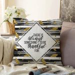 - Sonil-K-7169-Gorsel1 - Realhomes  Siyah Beyaz Zeminde Gold Yapraklı Thanks Yazılı Modern Raşel Kadife Yastık Kırlent Kılıfı Realhomes