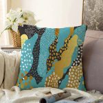 - Sonil-K-7171-Gorsel1 - Realhomes  Renkli Zeminde Gold Detaylı Dijital Baskılı Modern Raşel Kadife Yastık Kırlent Kılıfı Realhomes