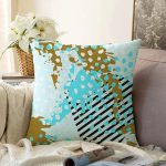 - Sonil-K-7180-Gorsel1 - Realhomes  Renkli Zemin Uzerinde Onedraw Çizimli Dijital Baskılı Modern Raşel Kadife Yastık Kırlent Kılıfı Realhomes