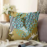 - Sonil-K-7181-Gorsel1 - Realhomes  Renkli Zemin Uzerinde Onedraw Çizimli Dijital Baskılı Modern Raşel Kadife Yastık Kırlent Kılıfı Realhomes
