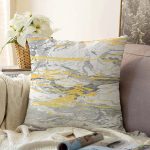 - Sonil-K-7192-Gorsel1 - Realhomes  Gri Zemin Üzerinde Gold Detaylı Soft Çizim Desenli Modern Raşel Kadife Yastık Kırlent Kılıfı Realhomes