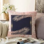 - Sonil-K-7210-Gorsel1 - Realhomes Pudra Zemin Üzerinde Yaprak Detaylı Dijital Baskılı Modern Raşel Kadife Yastık Kırlent Kılıfı Realhomes