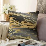 - Sonil-K-7225-Gorsel1 - Realhomes Siyah Zeminde Gold Renkli Çizim Desenli Dijital Baskılı Modern Raşel Kadife Yastık Kılıfı Realhomes