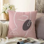Pudra Zeminde Onedraw Çizimli Silüet Dijital Baskılı Modern Raşel Kadife Yastık Kırlent Kılıfı Realhomes