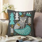 Renkli Zeminde Onedraw Çizimli Yılbaşı Temalı Dijital Baskılı Modern Raşel Kadife Yastık Kılıfı Realhomes