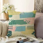 - Sonil-K-7246-Gorsel1 - Realhomes Renkli Zemin Üzerinde Soft Çizimli Dijital Baskılı Modern Raşel Kadife Yastık Kırlent Kılıfı Realhomes